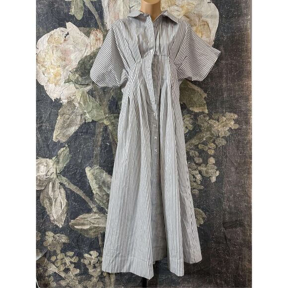 New Anthropologie The Tobie Button-Front Pleated Shirt Dress by Exquise Size Xs - Picture 8 of 12